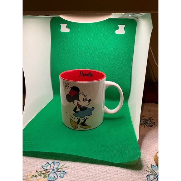 Disney Minnie Mouse Mug "Michelle" Personalized 3.75" Tall Red Interior & Handle - Picture 3 of 7